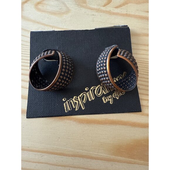 Inspirations By Dee Copper-Tone Textured Post Back Stud Pierced Earrings - Picture 1 of 5